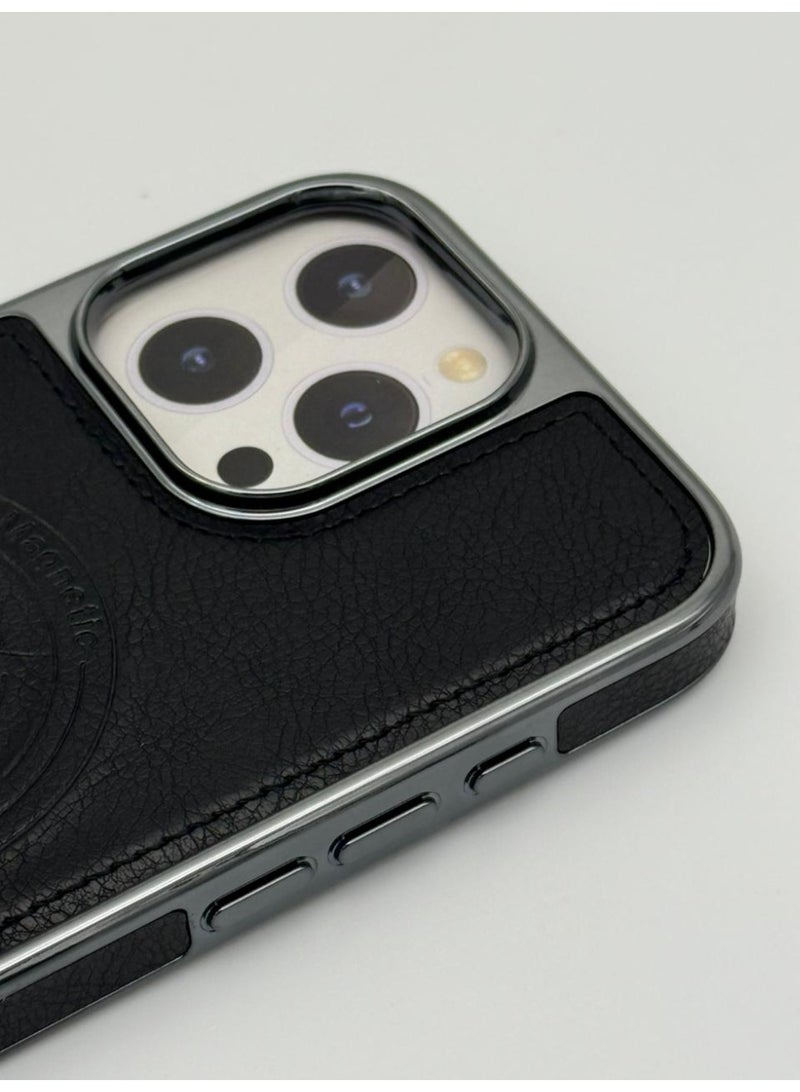 general JDK Luxury Leather Magnetic Kickstand Case for iPhone 16 Pro Max – Slim Shockproof Protective Cover with Foldable Stand - Image 5